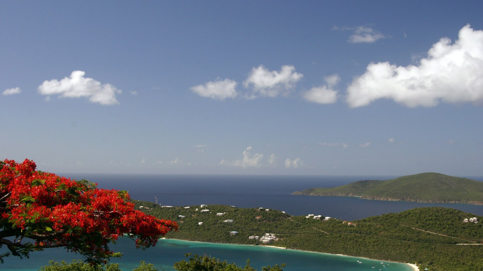 Magens Bay and Hans Lollick island seen from Drake's Seat, St. Thomas